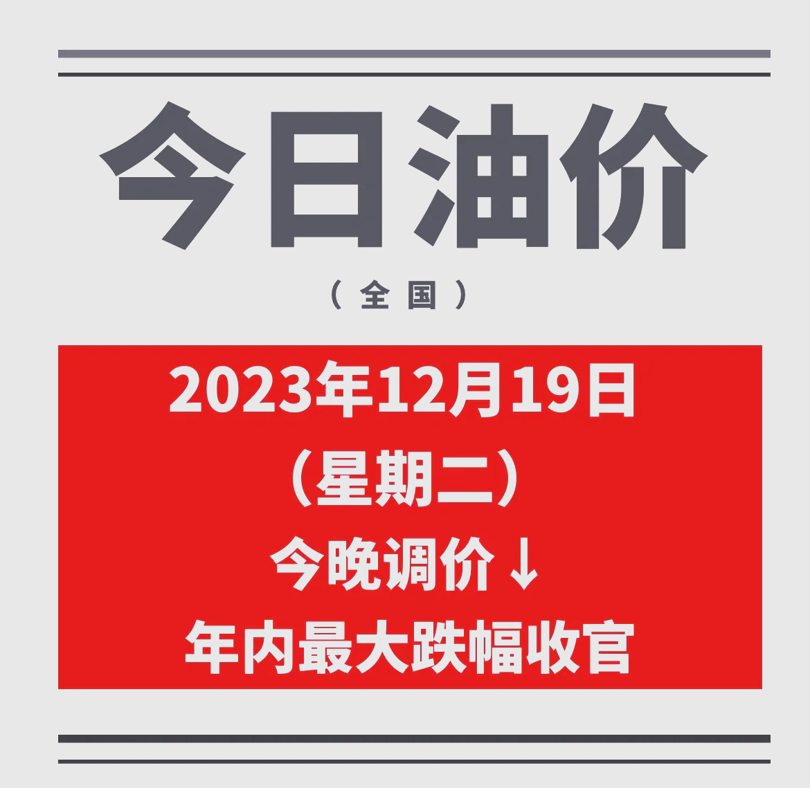 成品油价年内首跌！加满一箱少花6.5元