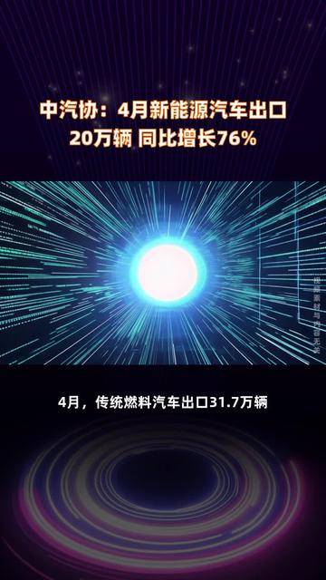 中汽协：5月新能源汽车出口21.2万辆，同比增长1.2倍