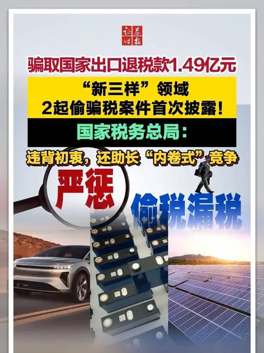 “新三样”领域2起偷骗税案公布，涉南氏锂电等