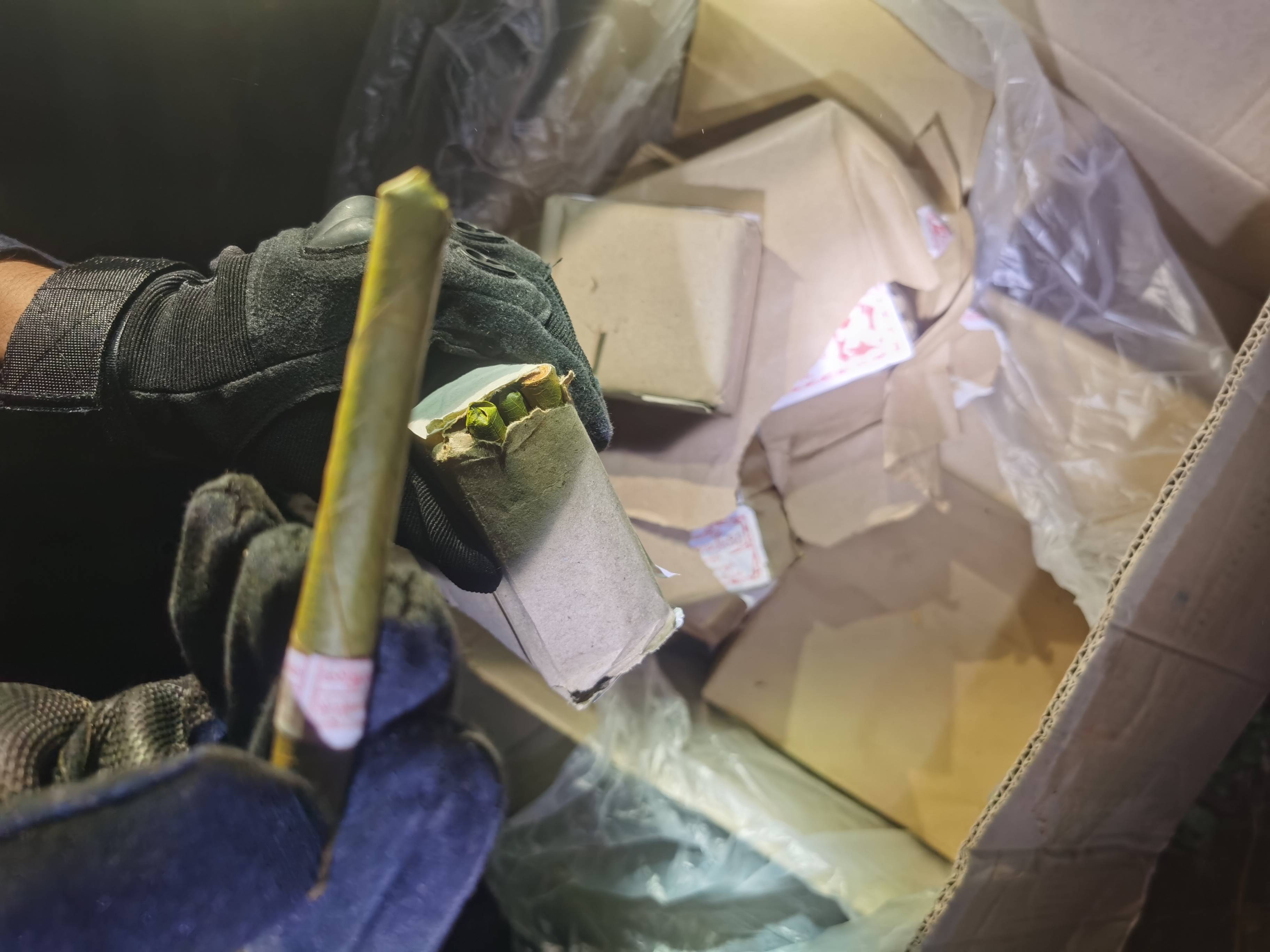 广西防城港海警局1小时查扣2万余条走私香烟