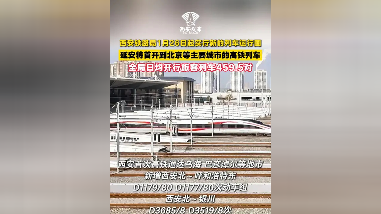 全国铁路1月26日起实行新的列车运行图