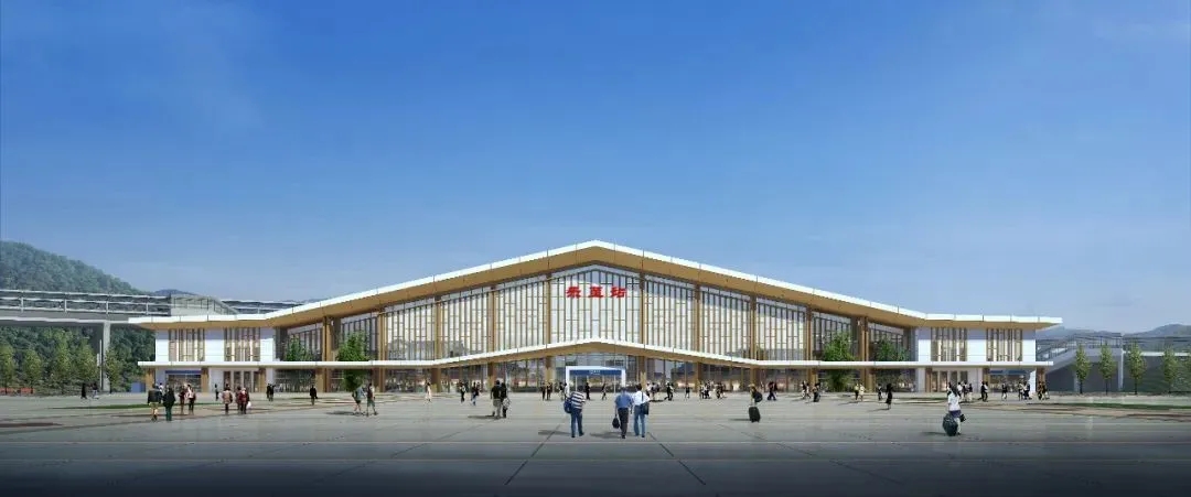 成达万高铁达州南站站房主体结构封顶