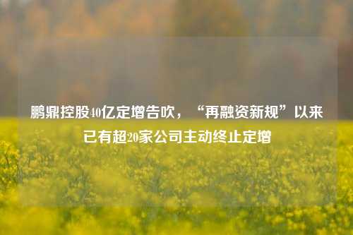 鹏鼎控股40亿定增告吹，“再融资新规”以来已有超20家公司主动终止定增